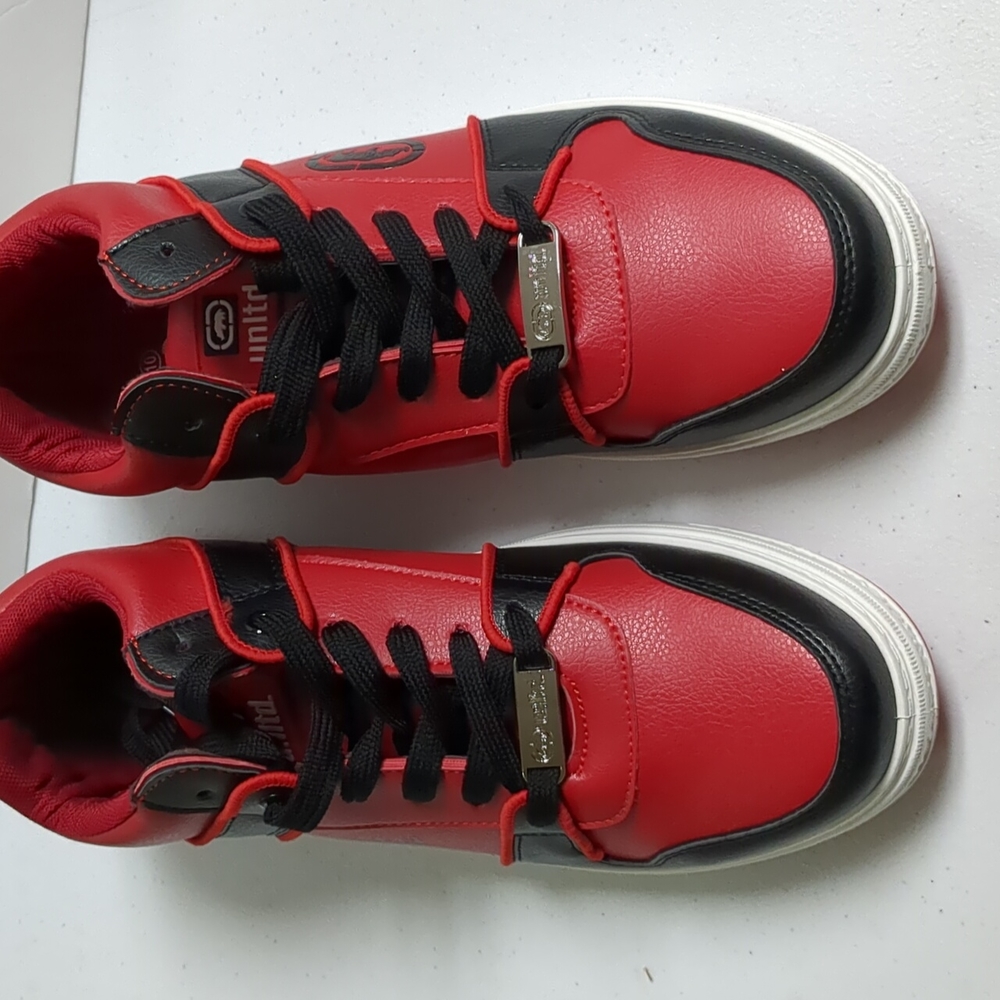 Ecko Unlimited Sneaker Men Size 9.5/10 Black Mid Top Athletic Leather Sneakers